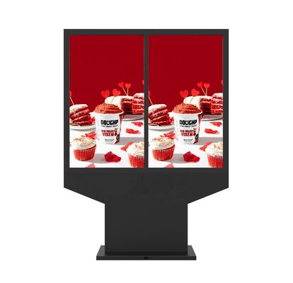 comprar 55 pulgadas de doble pantalla vertical de señalización digital exterior con 4000 nits de brillo y pantalla de publicidad LCD impermeable Fabricación en línea